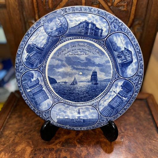 Rare Antique Blue Plate "VIEWS OF SAN FRANCISCO, CAL." Rowland & Marsellus