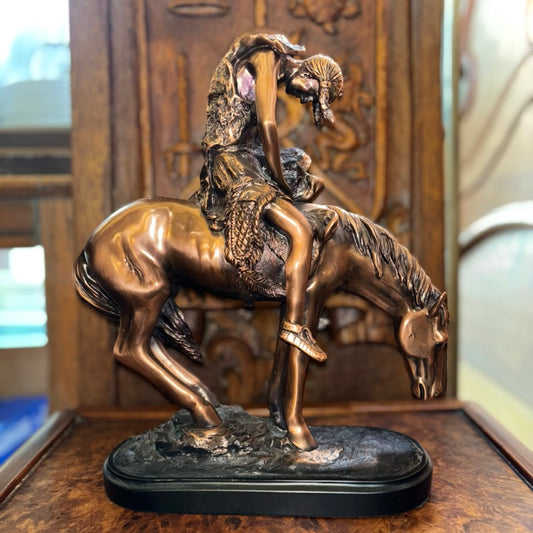Bronze End of Trail Statue - American Indian and Horse