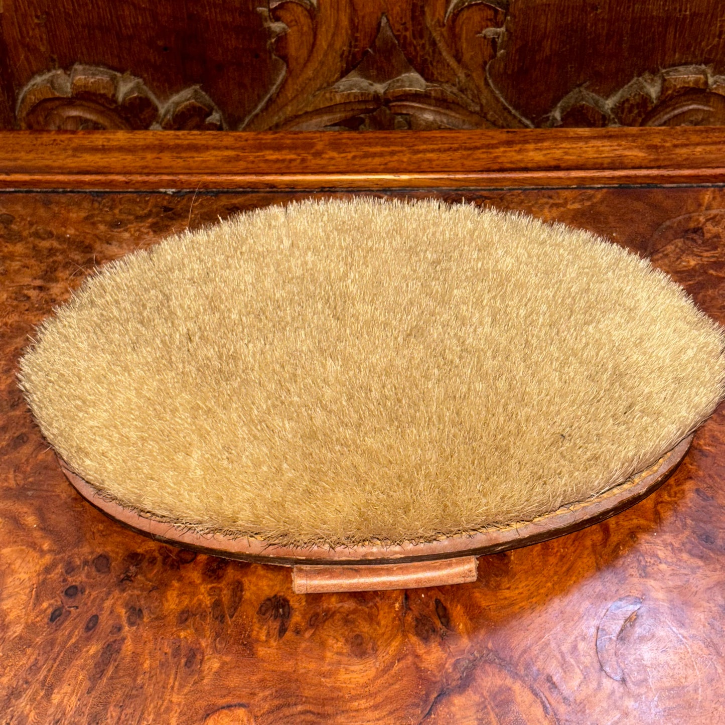 Vintage Leather Boar Hair Horse Brush