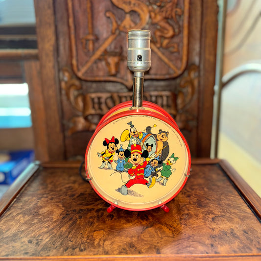 Vintage 1950s Disney Mickey Mouse Club Drum Lamp By Econonlite (WITHOUT the lamp shade)