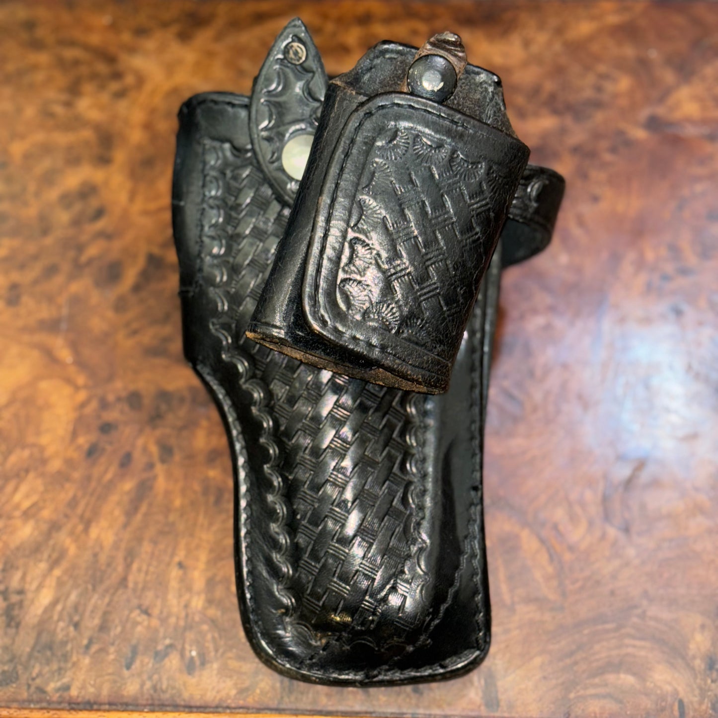 Black Leather Basketweave Gun Holster