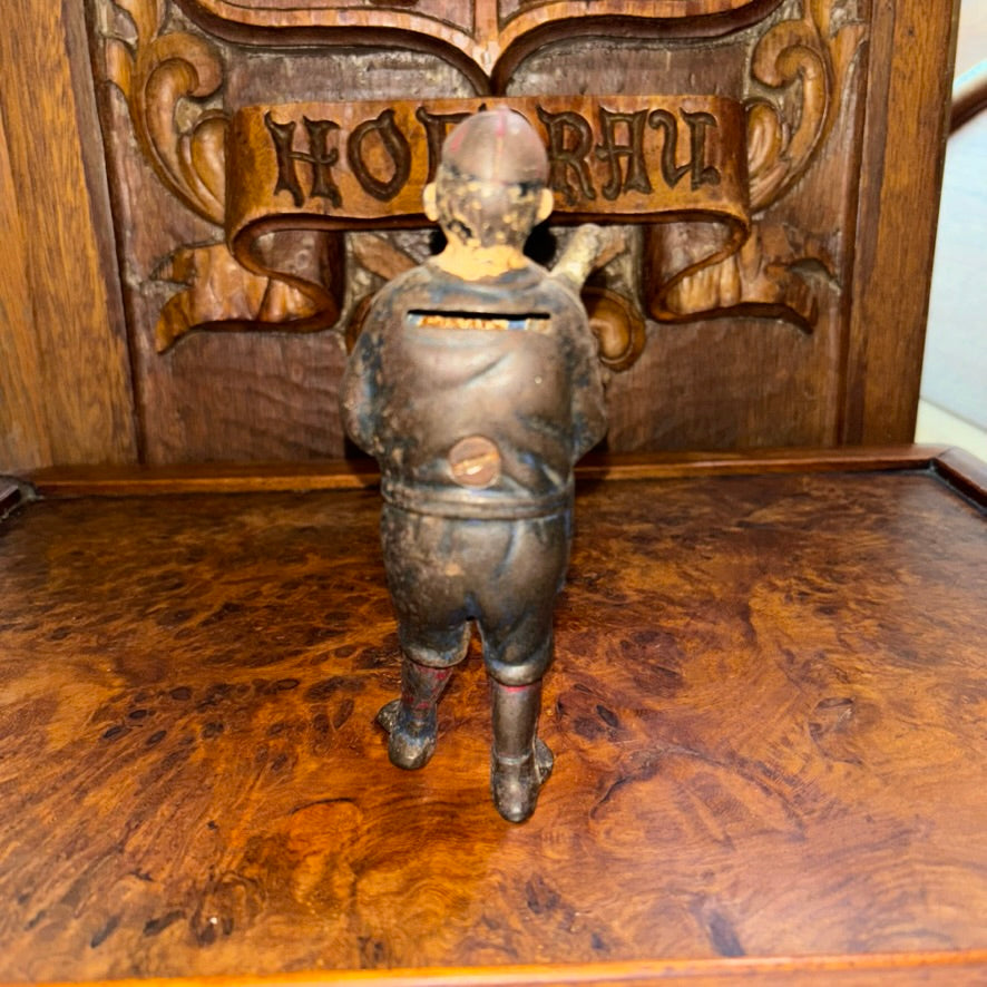 Antique Original Painted Cast Iron Baseball Player Ty Cobb Coin Bank