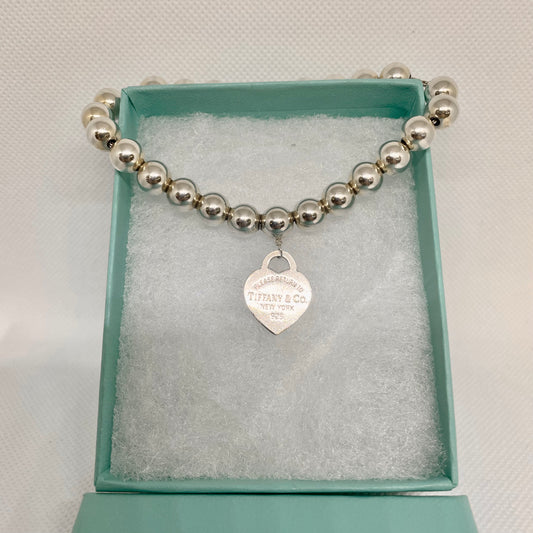 Tiffany & Co. Return to Tiffany Charm on Sterling Pearls Bracelet