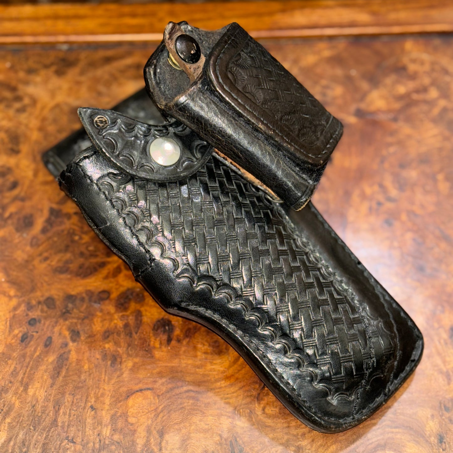 Black Leather Basketweave Gun Holster