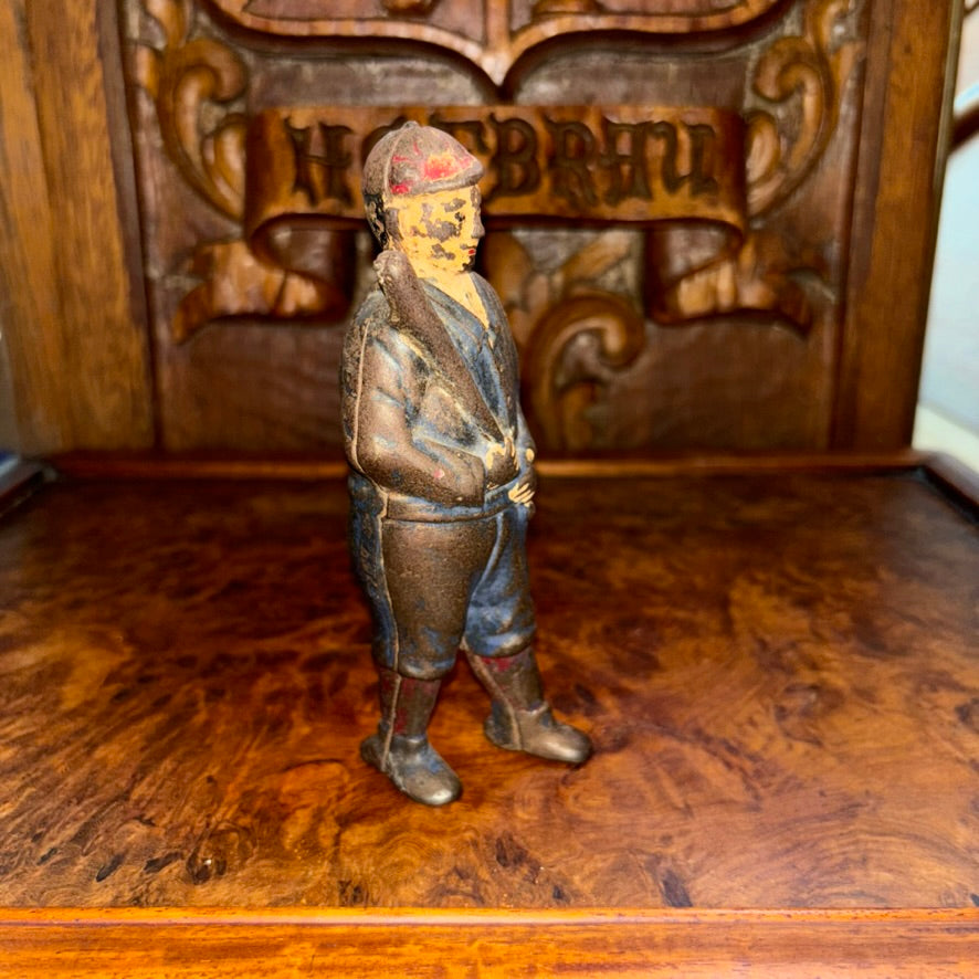 Antique Original Painted Cast Iron Baseball Player Ty Cobb Coin Bank