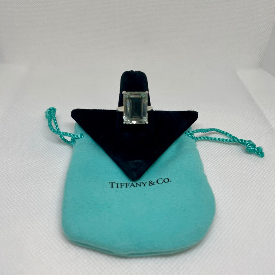 Tiffany & Co. Emerald Cut Green Quartz Sterling Ring - Size 7 (Comes with Tiffany jewelry bag)