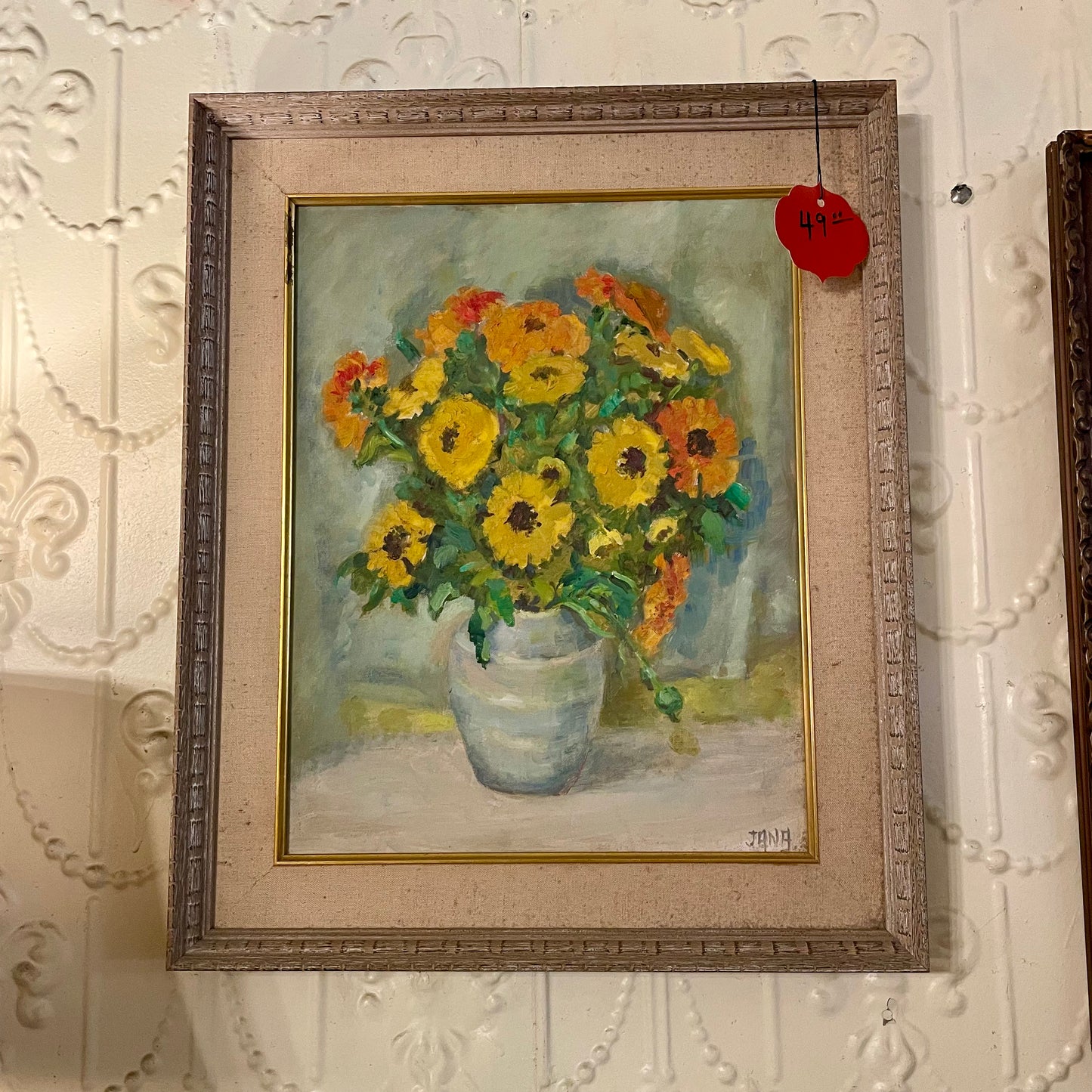 Vintage Bouquet Oil Painting (Store Pickup Only)