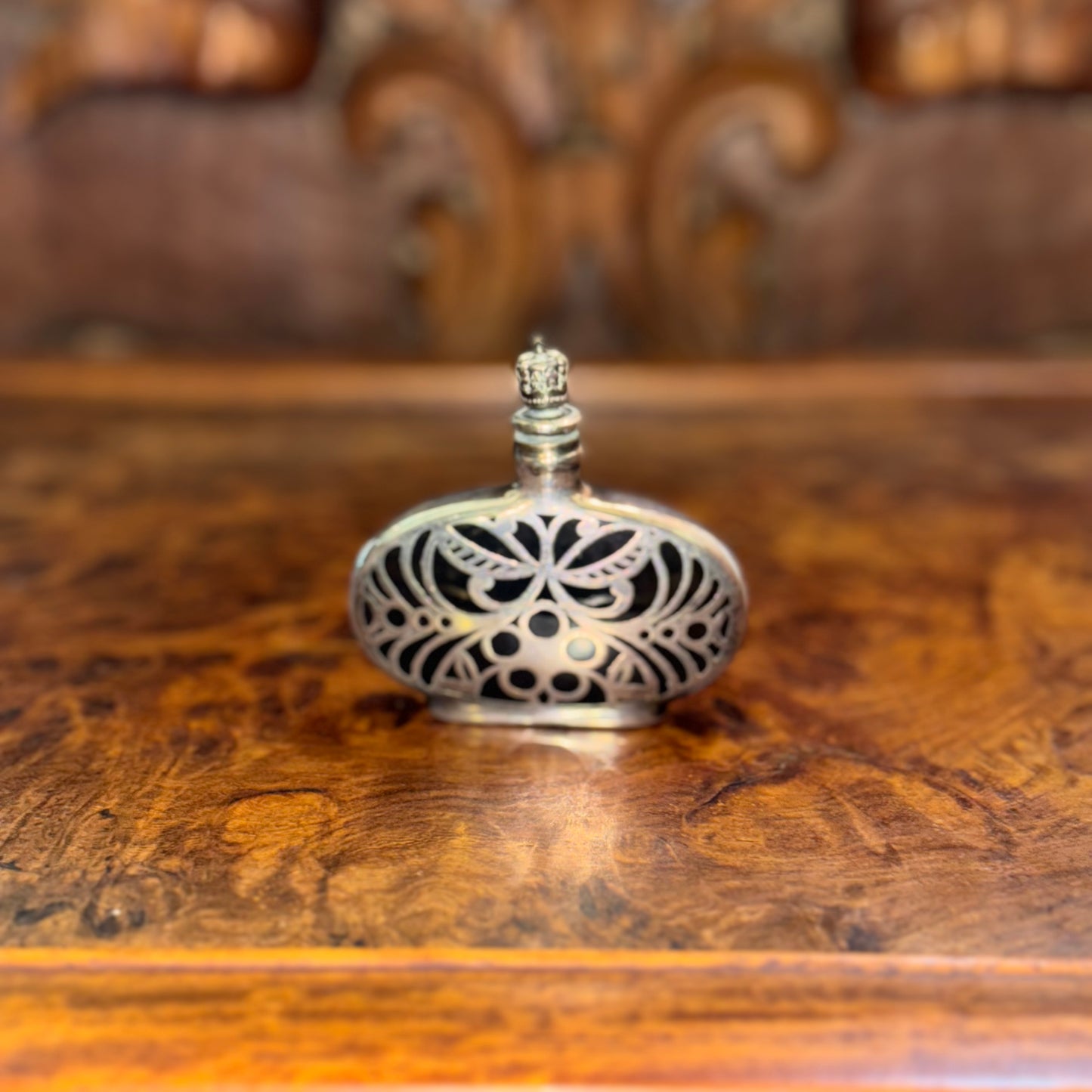 Antique Silver Overlay Perfume Bottle