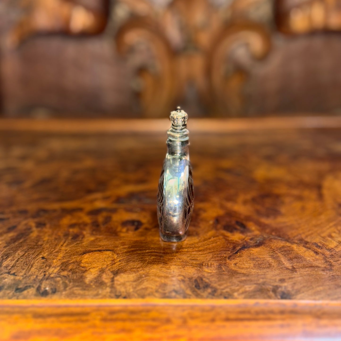 Antique Silver Overlay Perfume Bottle