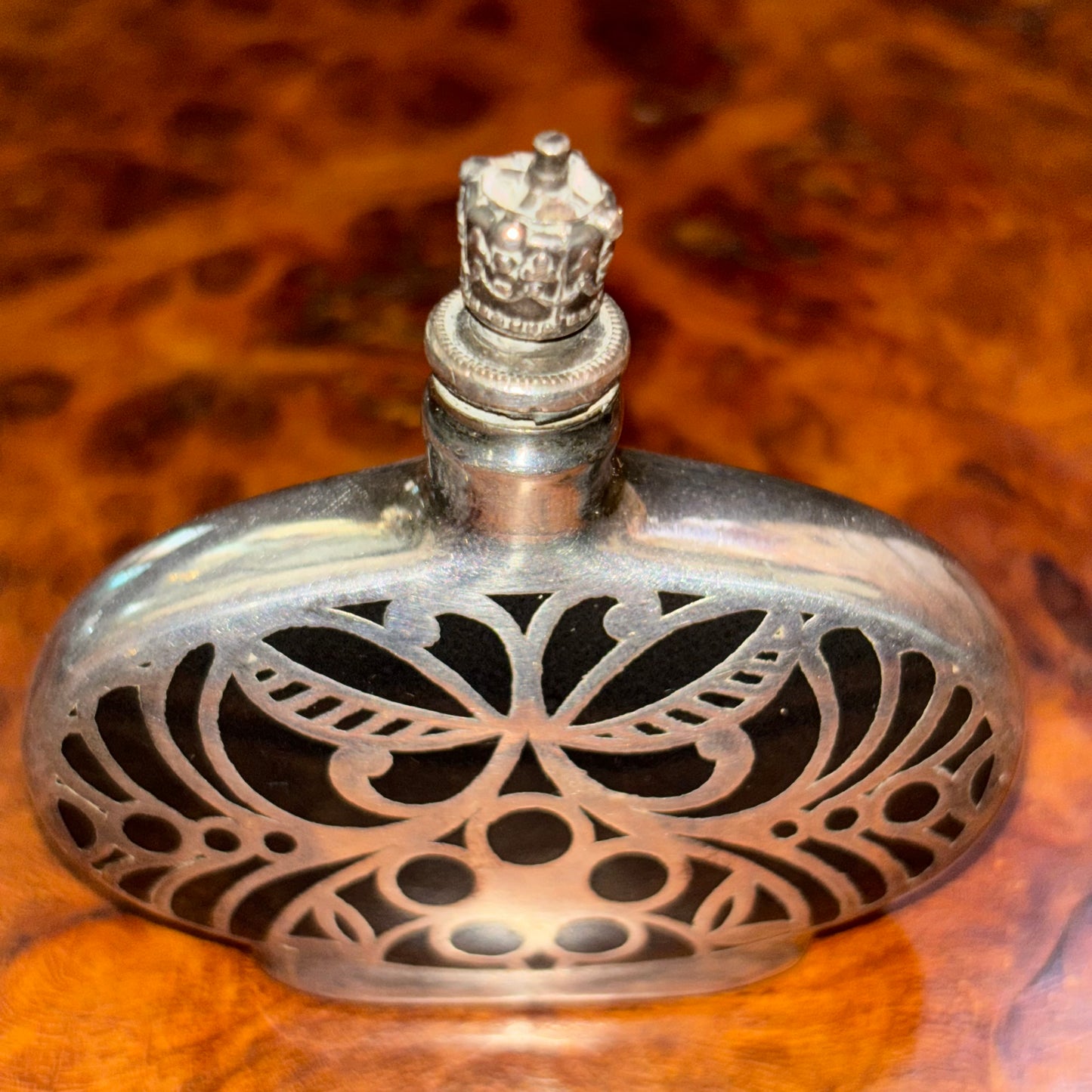 Antique Silver Overlay Perfume Bottle