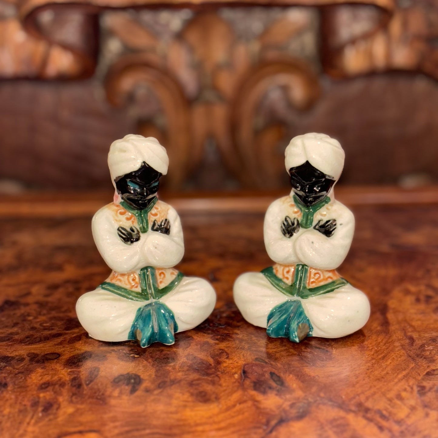 Vintage Ceramic Blackamoor Genie Sultan Salt & Pepper Shaker Set - Made in Japan