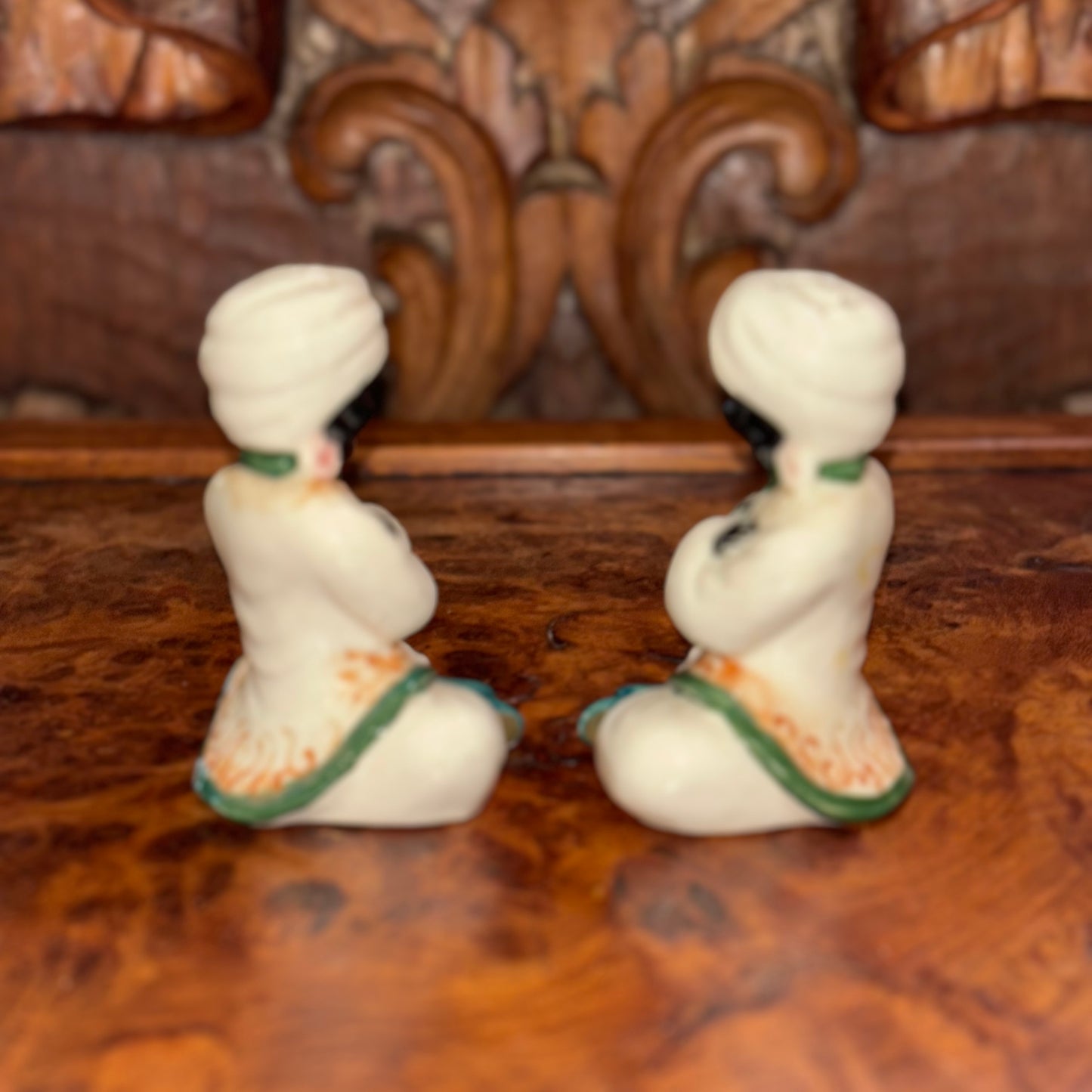 Vintage Ceramic Blackamoor Genie Sultan Salt & Pepper Shaker Set - Made in Japan