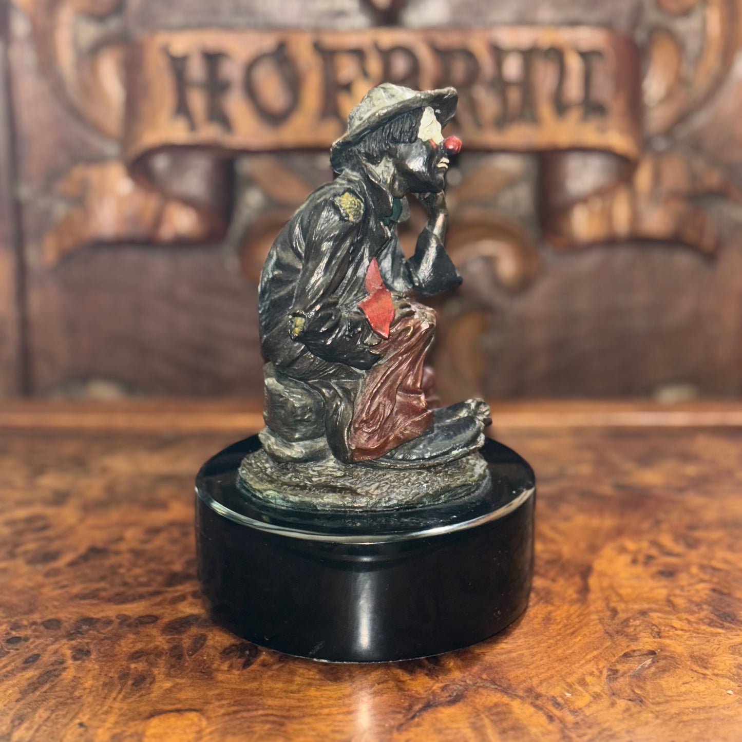 Emmett Kelly Jr. Bronze Clown Figurine on Marble Base by Peter Apsit 1976