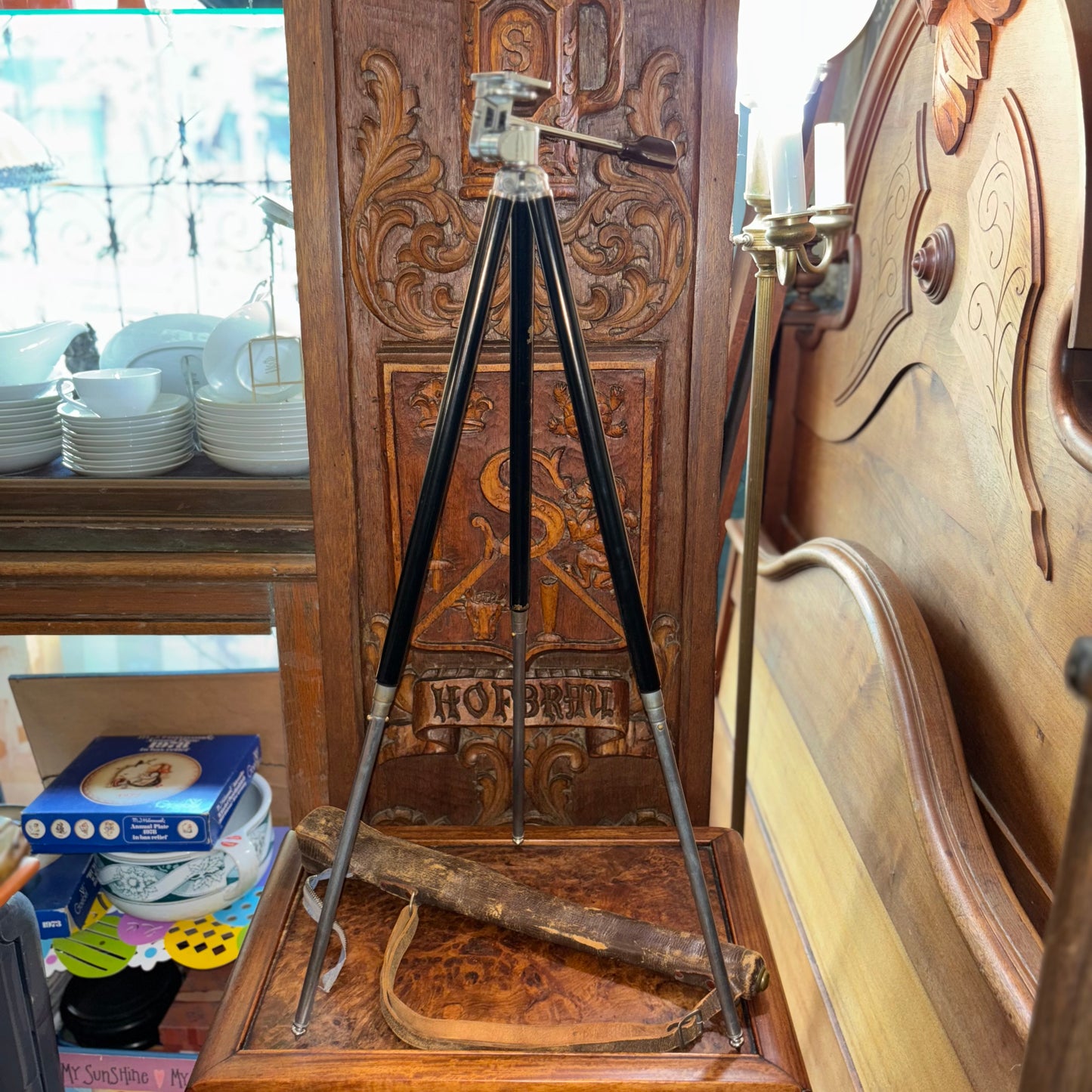 Vintage Arco Camera Tripod with Original Leather Case