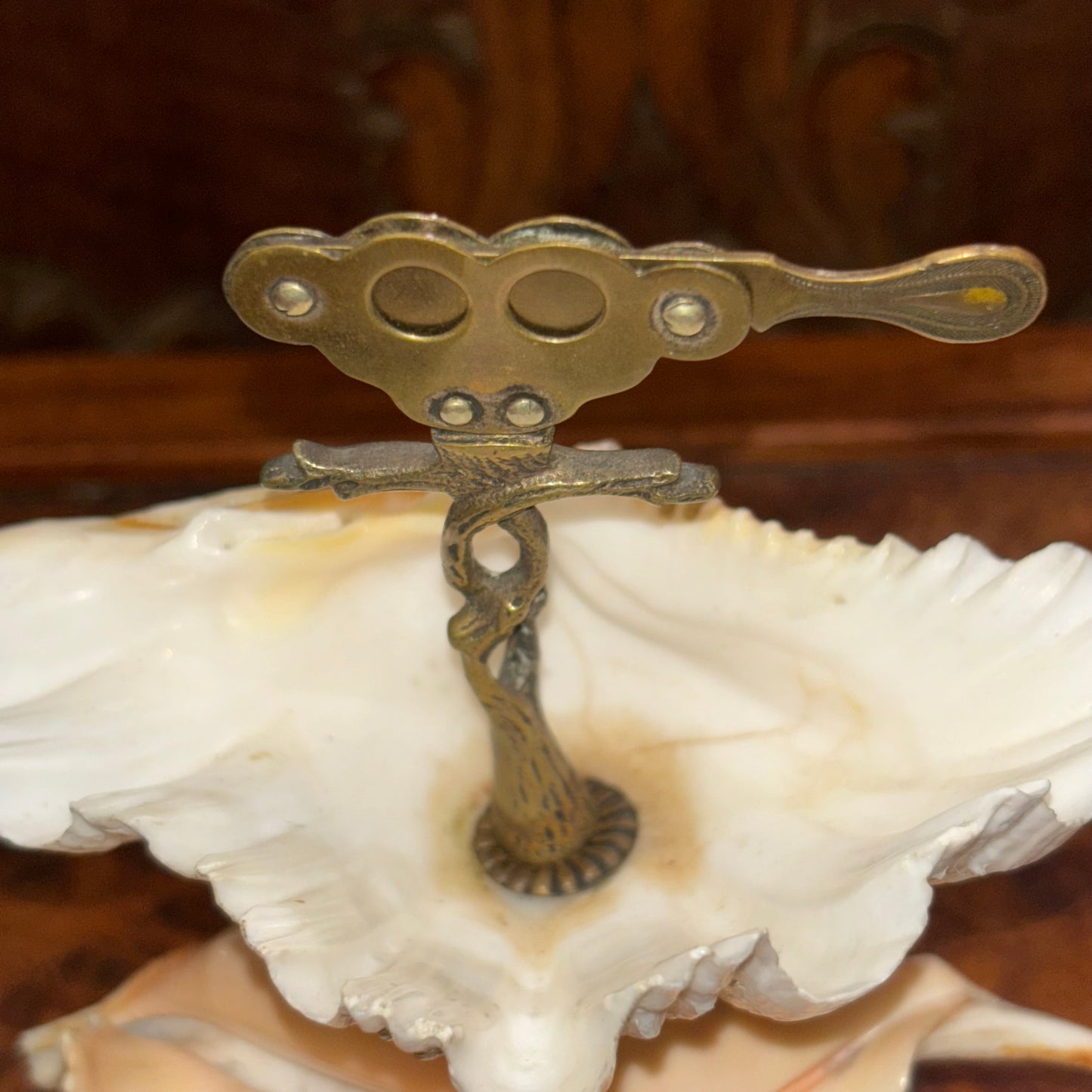 Antique Stacked Seashell Double Cigar Cutter