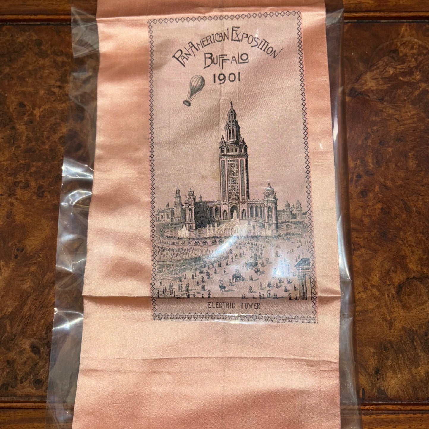 Antique Pan-American Exposition Buffalo 1901 Souvenir Silk Scarf Handkerchief
